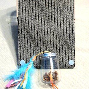 NEW 18.9 Inch L Shape Cat Scratching Cardboard Pad with Ball Toy + Extra Toy!